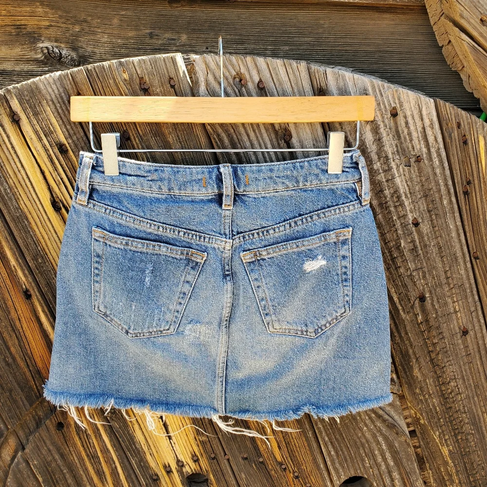 ♧ We the Free Denim Button Fly High Rise Skirt Size 25 Blue - Picture 2 of 5